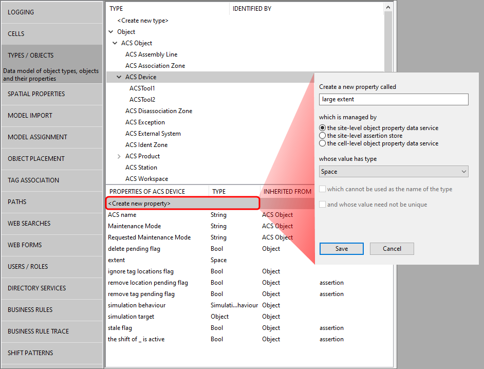 Adding a new Space property in TYPES / OBJECTS
