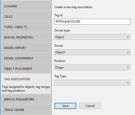screenshot of creating tag association