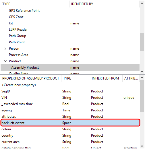 screen shot showing new space property added to the list of properties