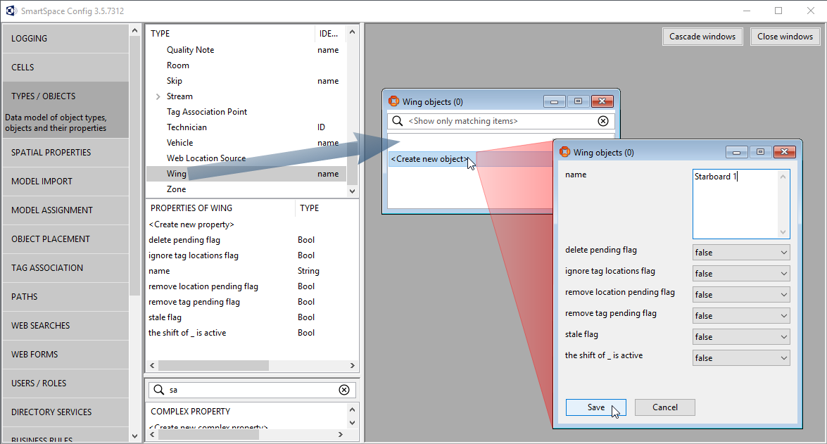 screen shot showing how to add a new object instance
