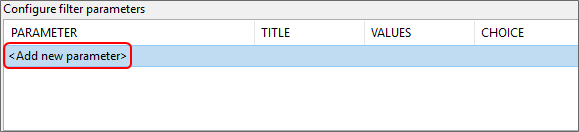 screen capture showing the Add new parameter option