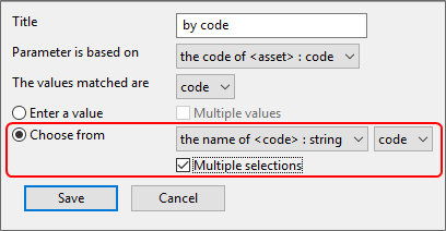 screen shot of how to choose the values for user choices and multiple selections