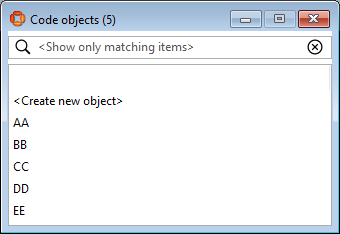 screen shot of instances of the Code types