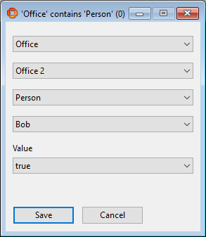 screen shot showing creation of new property row for Room 2 contains Bob