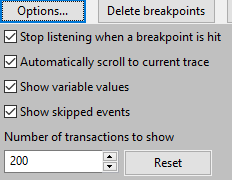 Screen shot of options popup
