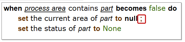 And then keyword represented by a semi-colon