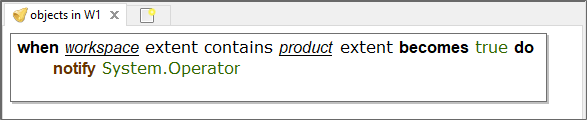 screen shot showing business rule using 'Workspace' extent contains 'Product' extent