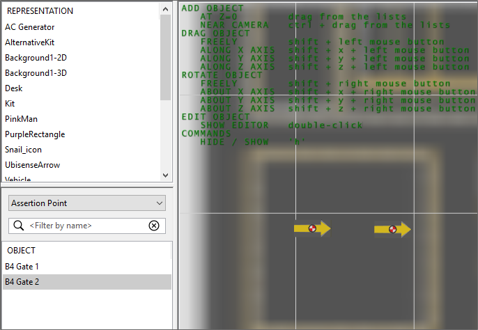Screen shot of showing placement of assertion points on the map