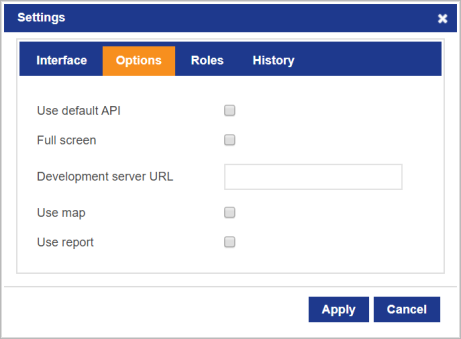screenshot of the Options tab in the Settings dialog