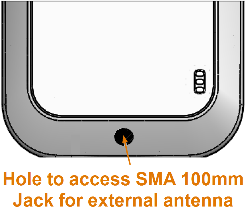 front panel of directional sensor with holw to access jack for external antenna