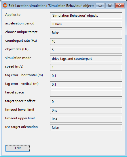 Parameters for Simulation Behaviours