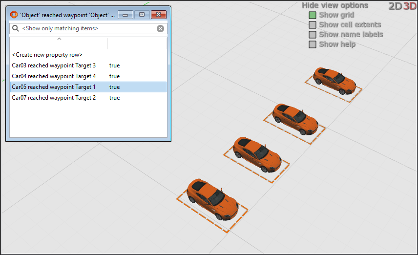 random cars placed in their targets