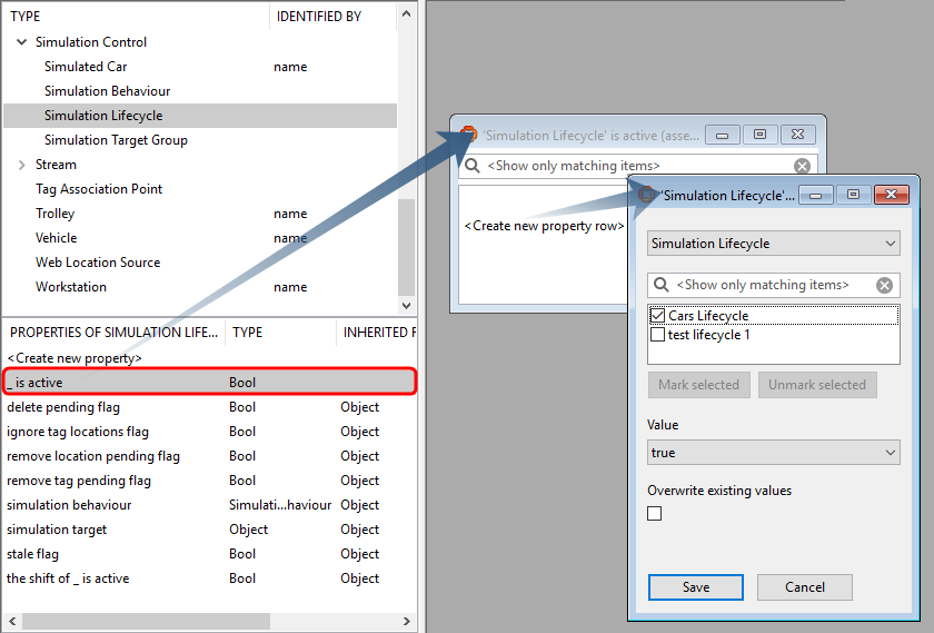 adding a row to the Simulation Lifecycle is active property