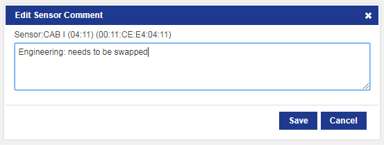 screenshot of Edit Sensor Comment dialog