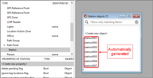 Illustration of path points in object browser