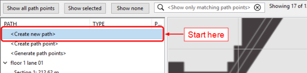 Illustration of selecting <Create new path>