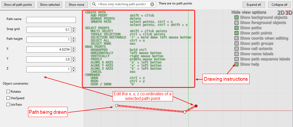 Illustration of drawing a new path