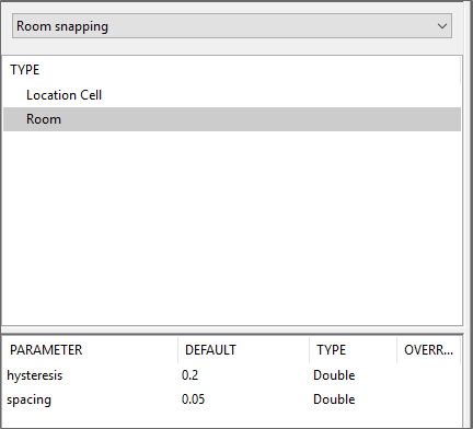 parameters for room snapping