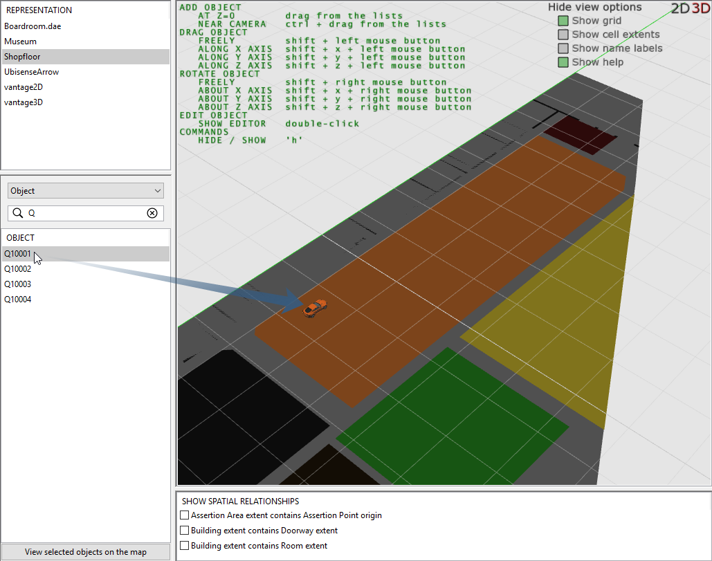 screen shot showing object dragged into the 3D view