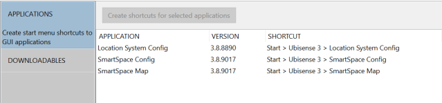 application manager listing SmartSpace Map as an available application