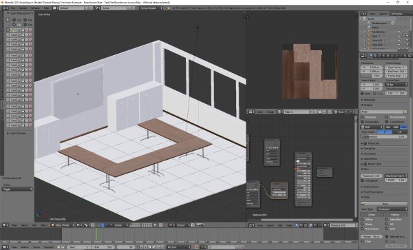 rendered image with the texture applied to the tabletops