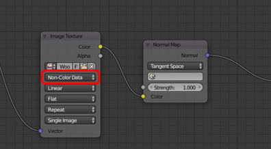 screenshot showing setting the Color property to Non-Color Data