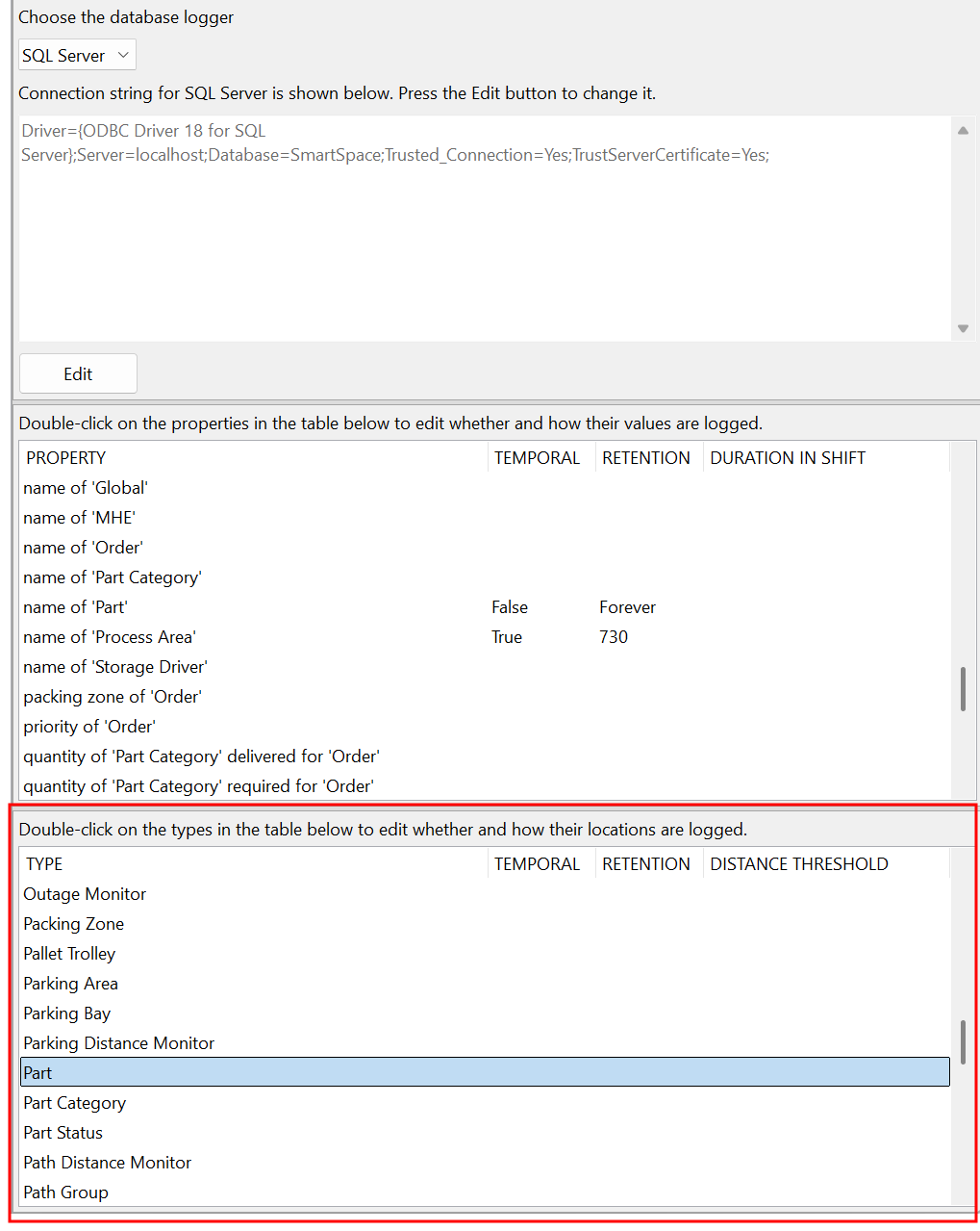 location history for Part location history for Part