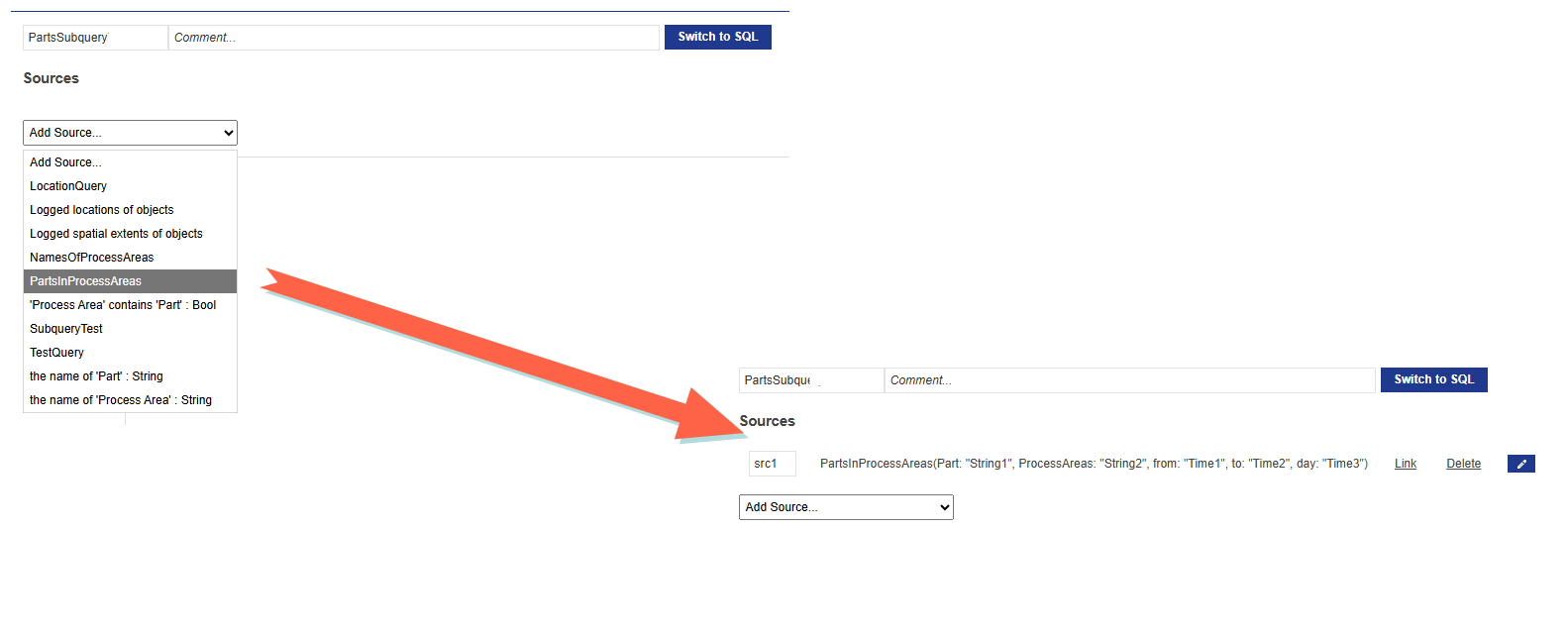 sub query using ParsInProcessAreas query as source
