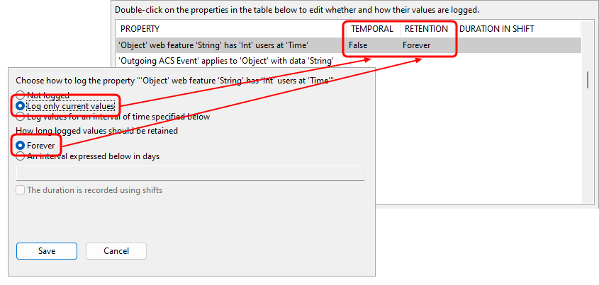 configuring property logging for user statistics