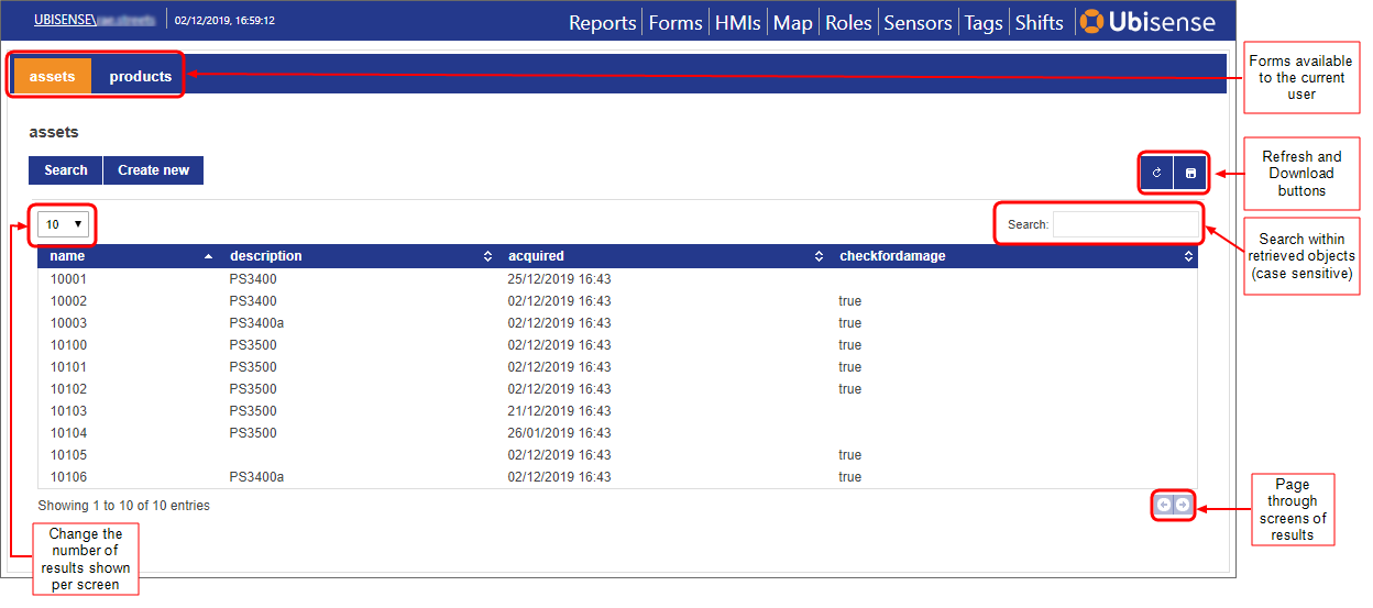 Example of a web form in browser