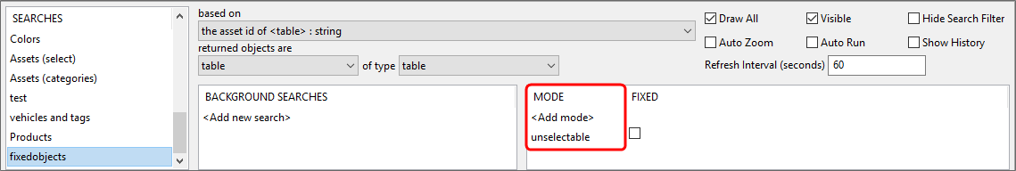 example of search config with an unselectable rep mode
