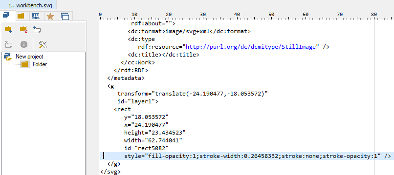 SVG file opened in editor