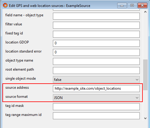 screenshot of configuring parameters