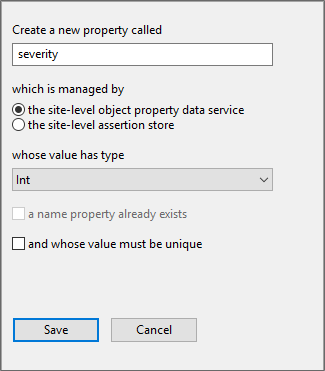 screen shot showing the creation of a new integer property