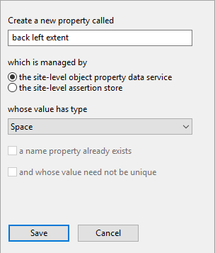 screen shot showing create new property dialog