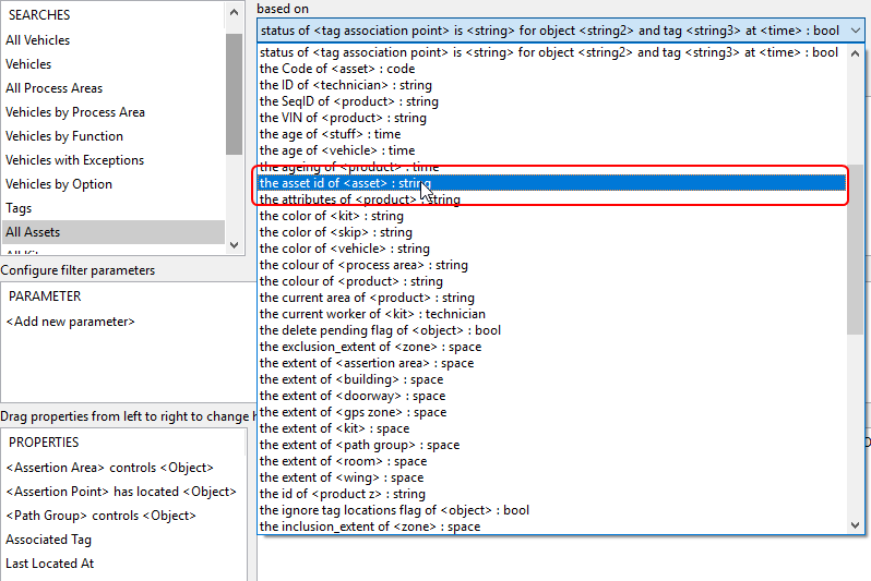 screen shot showing All Assets search with its primary search subject chosen in the based on dropdown