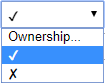 Ownership dropdown with tick and cross options