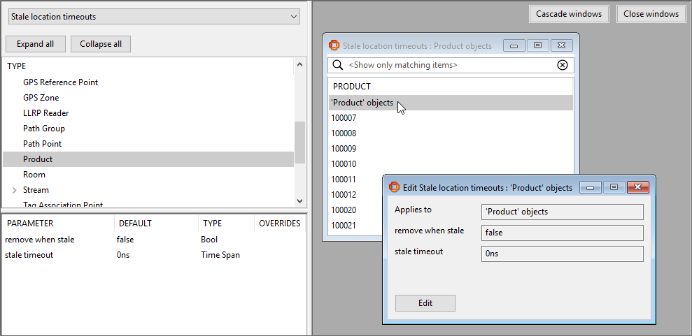 screen shot of parameters for stale location detection