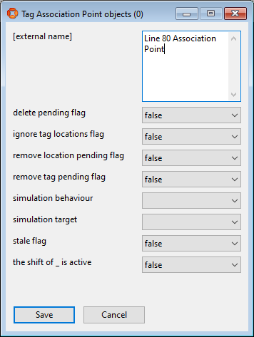 screen shot showing creating a tag association point object