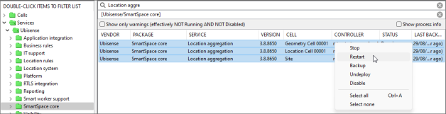 location aggregation services for restart