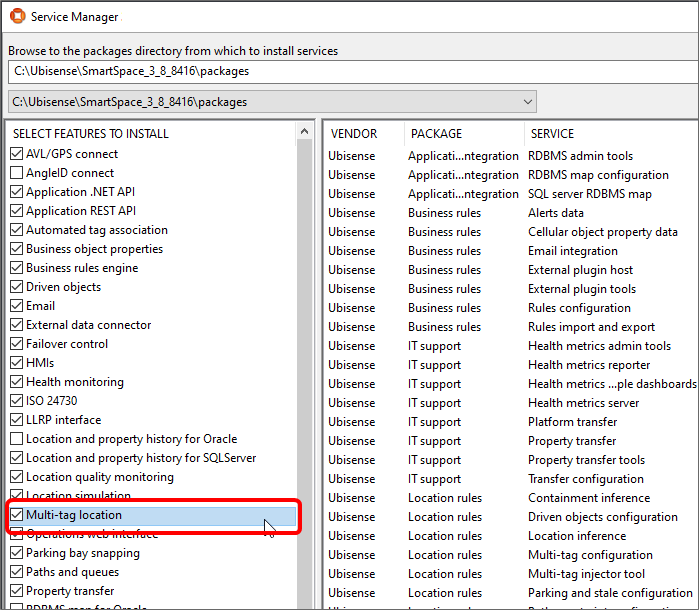 Service Manager with Multi-tag feature highlighted