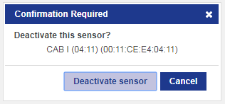 screenshot showing the request for sensor deactivation confirmation dialog