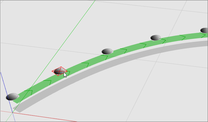 screen shot showing a path with path points floating above it and one path point selected