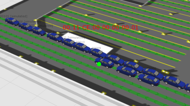 Cars shown on map during path simulation