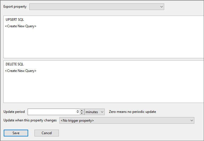 screen shot of dialog used to create a new export