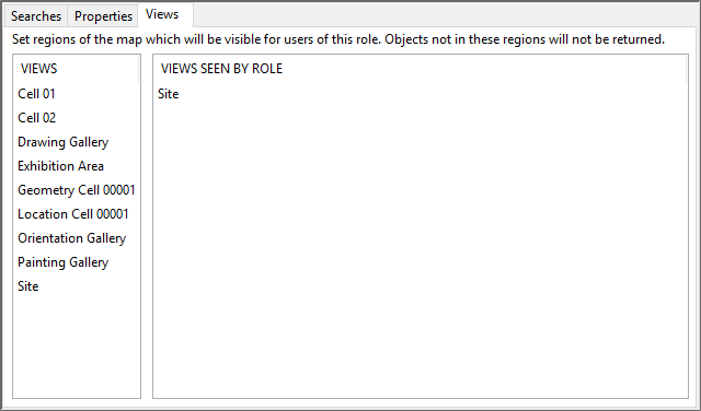 screen shot showing list of available views and the views asssigned to a role