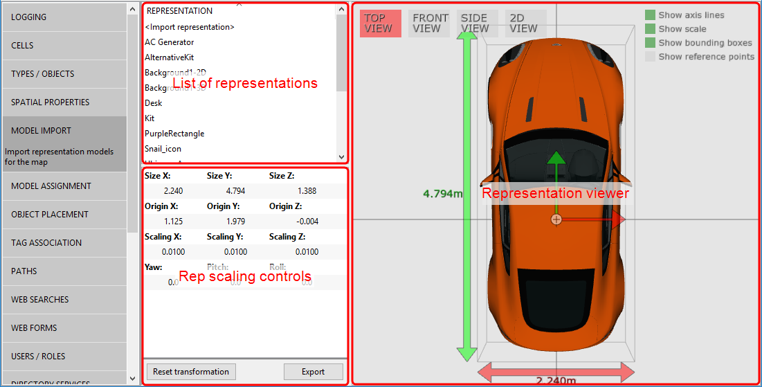 screen shot of the Model Import workspace with a list of reps and an imported 3D image