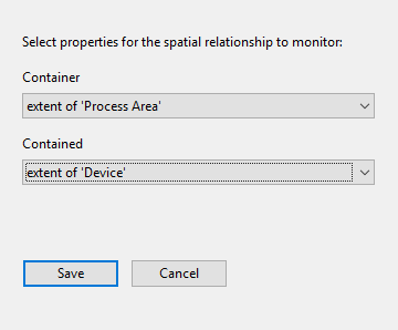 screen shot showing dialog for defining a spatial relationship for monitoring