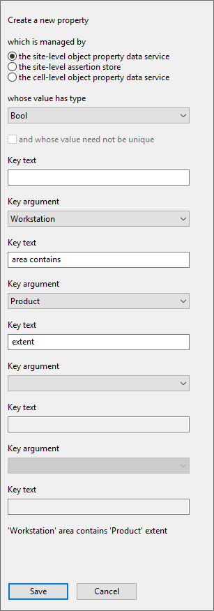 screen shot showing complex proerty definition for the workstation and product interaction