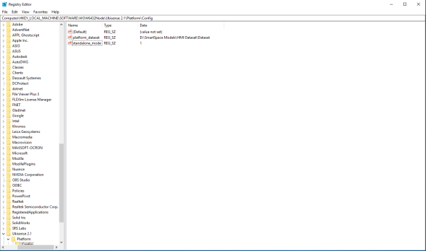 screenshot of Registry Editor